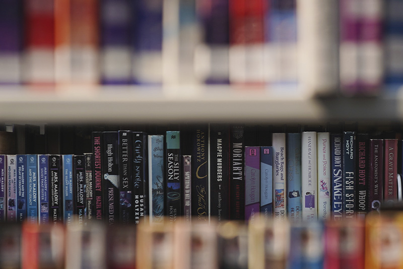 close up of a row of books