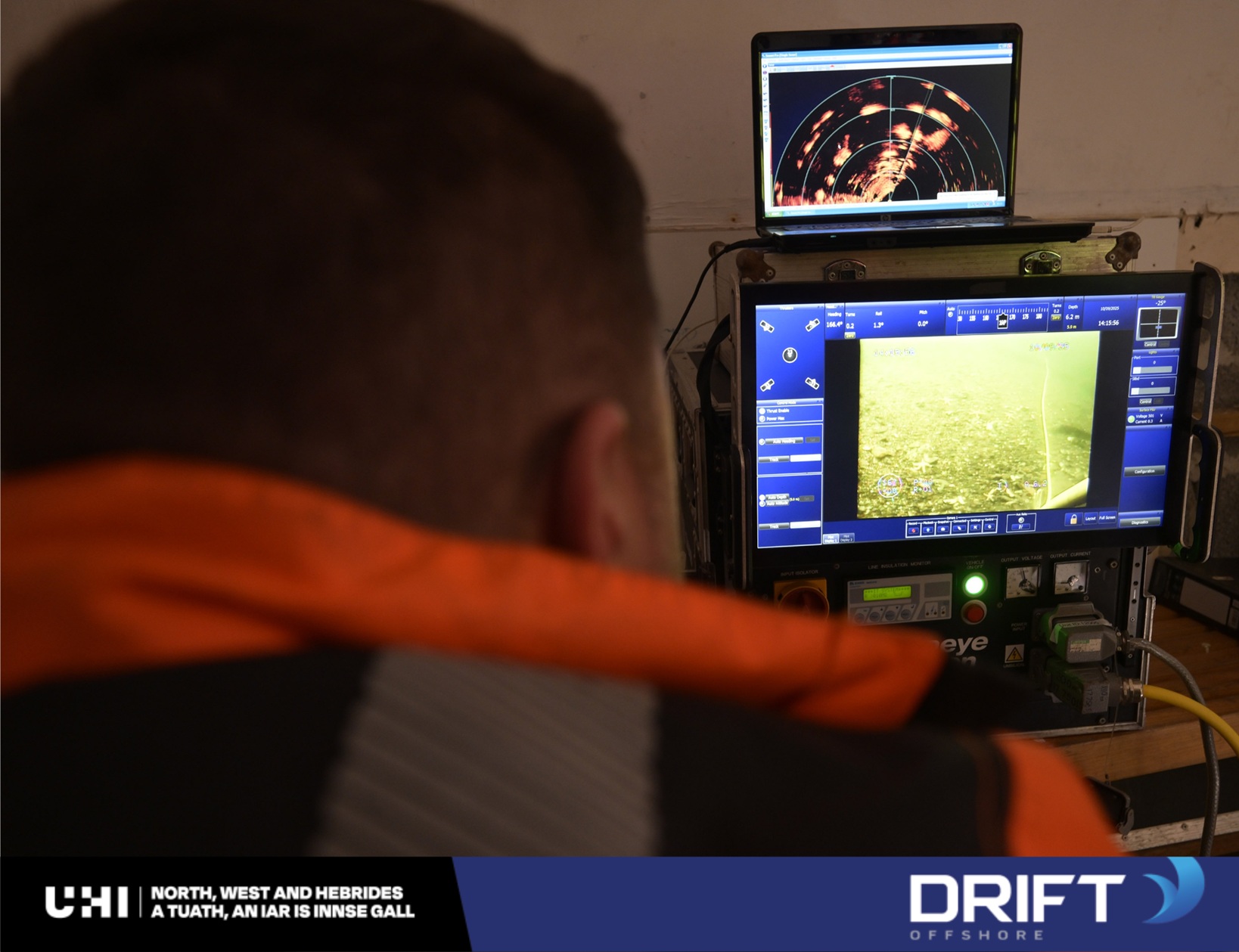 student looking at ROV footage student looking at ROV footage