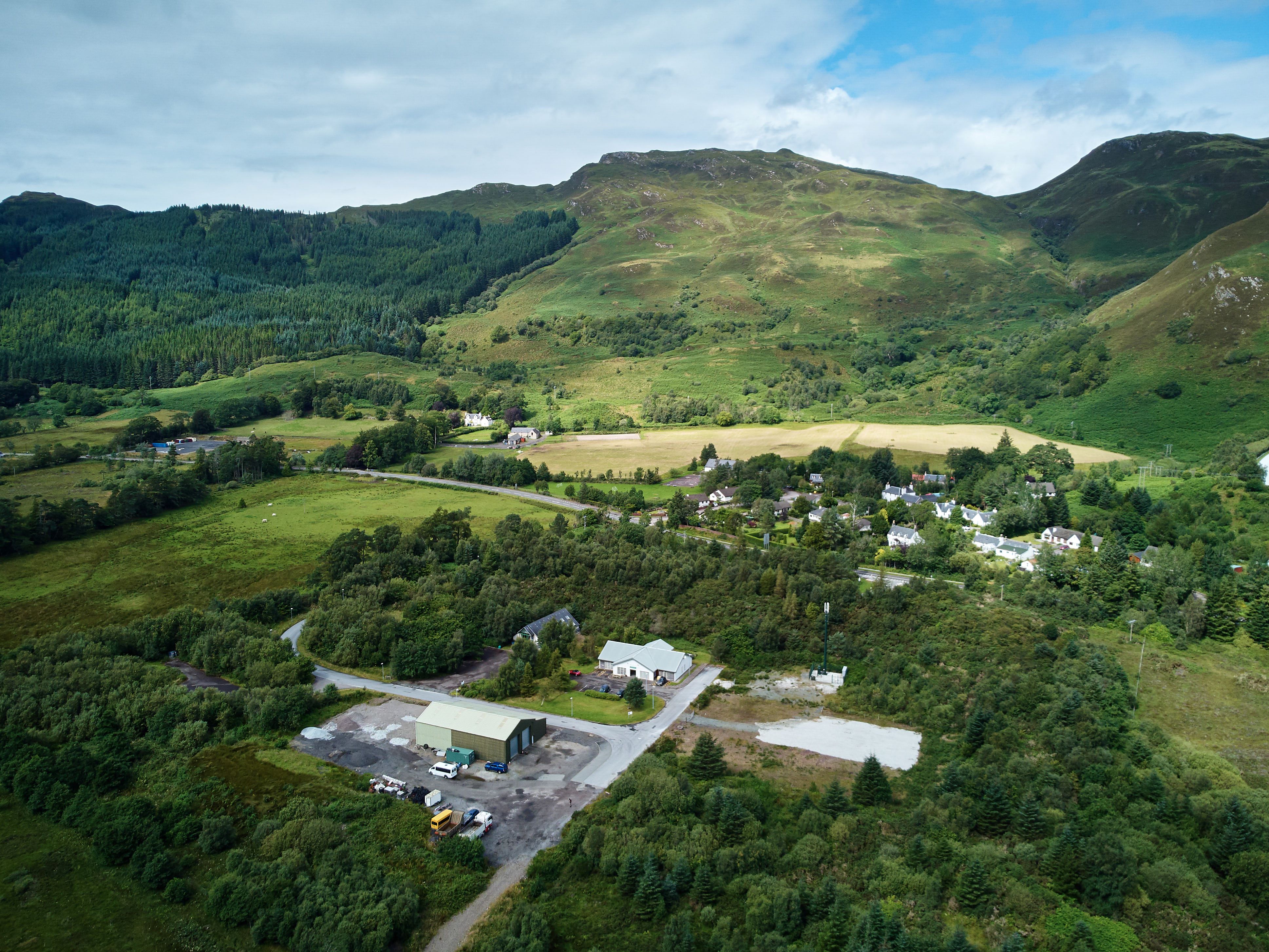 drone image of the Auchtertyre campus and surrounding area