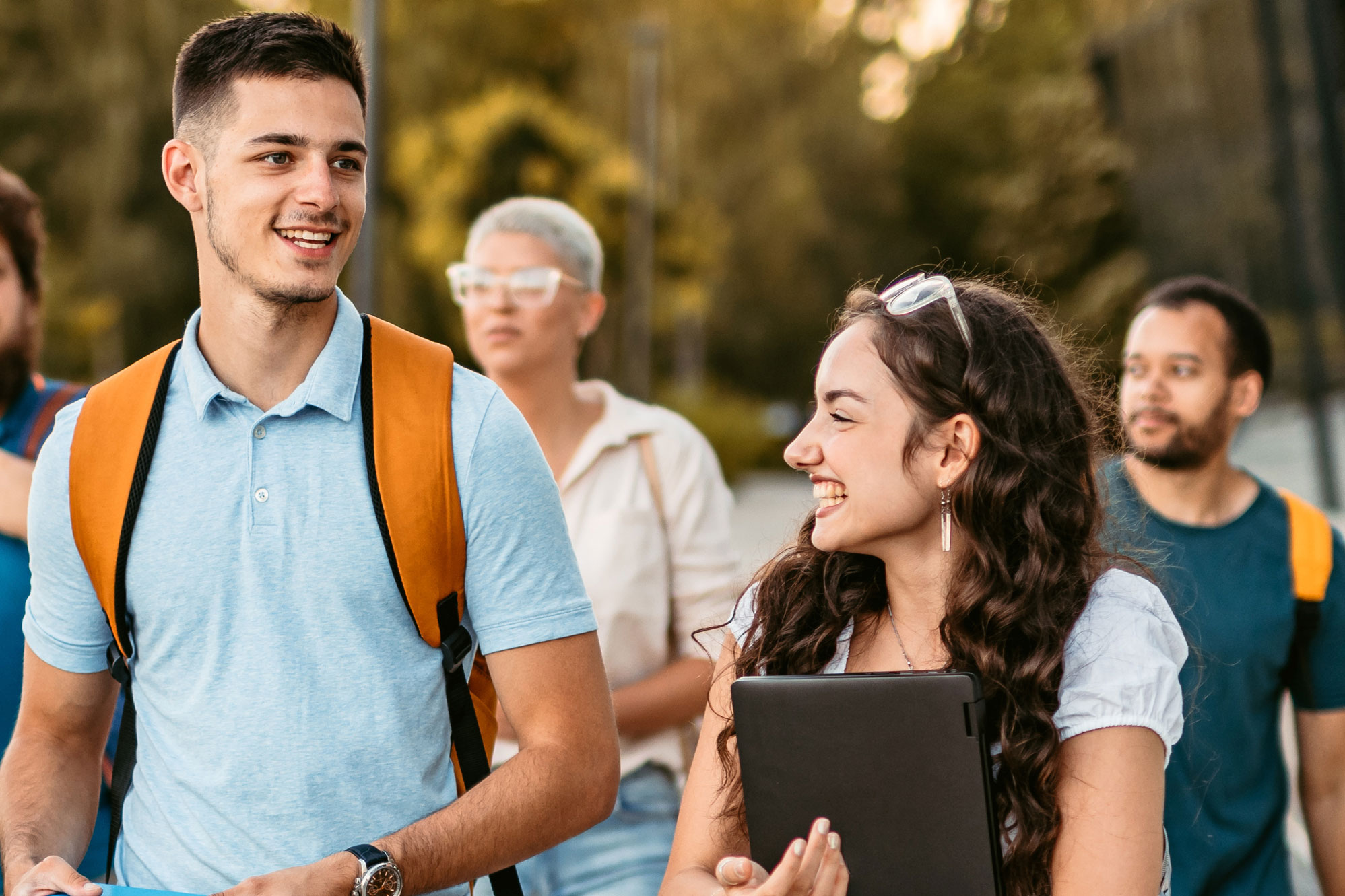 student walking on the campus