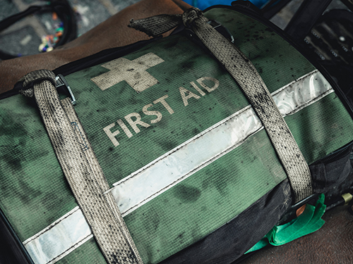 box written first -aid on it
