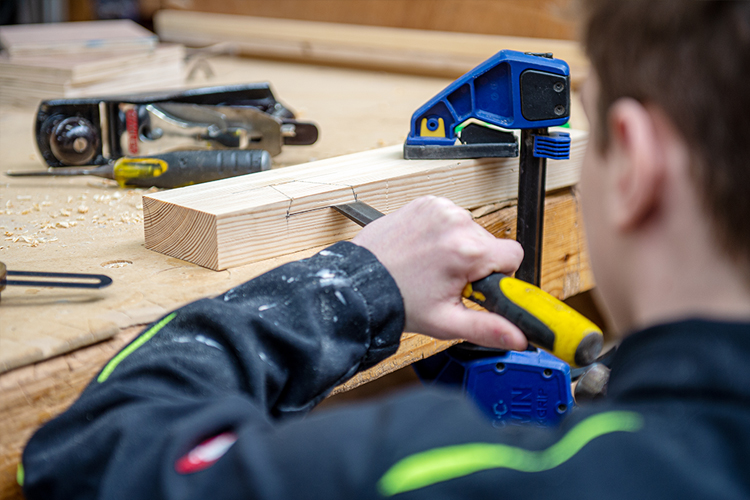 student working in the workshop