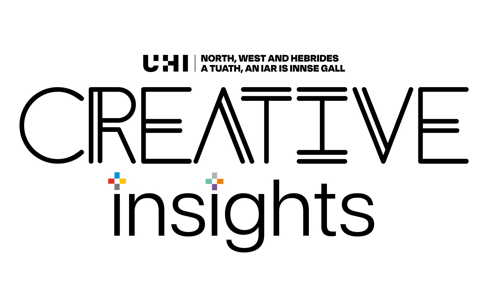 creative insights logo - white background with black text that reads creative insights and UHI North, West and Hebrides creative insights logo - white background with black text that reads creative insights and UHI North, West and Hebrides