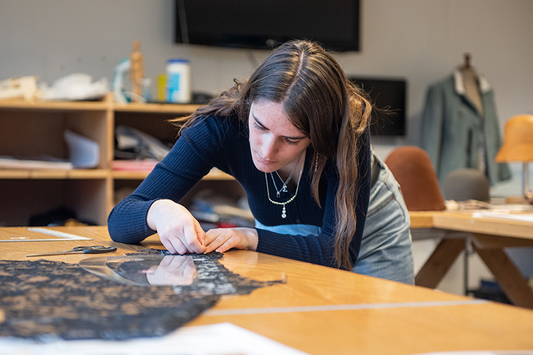 fashion student working in practical class