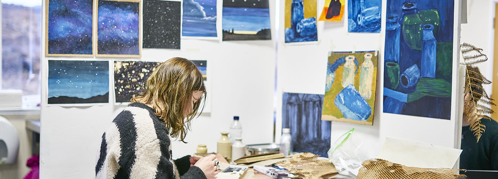 student working in studio space