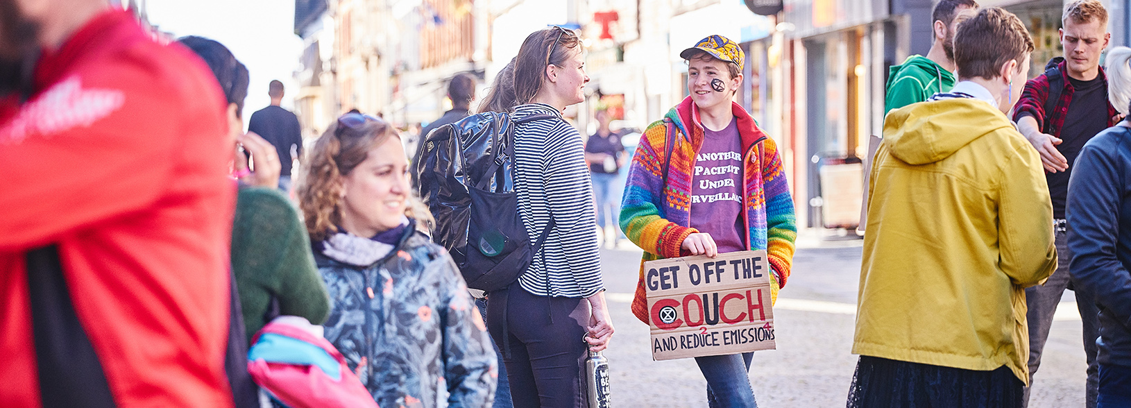 friendly protestor climate change crowd