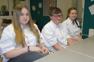 NPA Bakery students Ellie Mcnicol, Toby Abbs, Daisy Macvicar